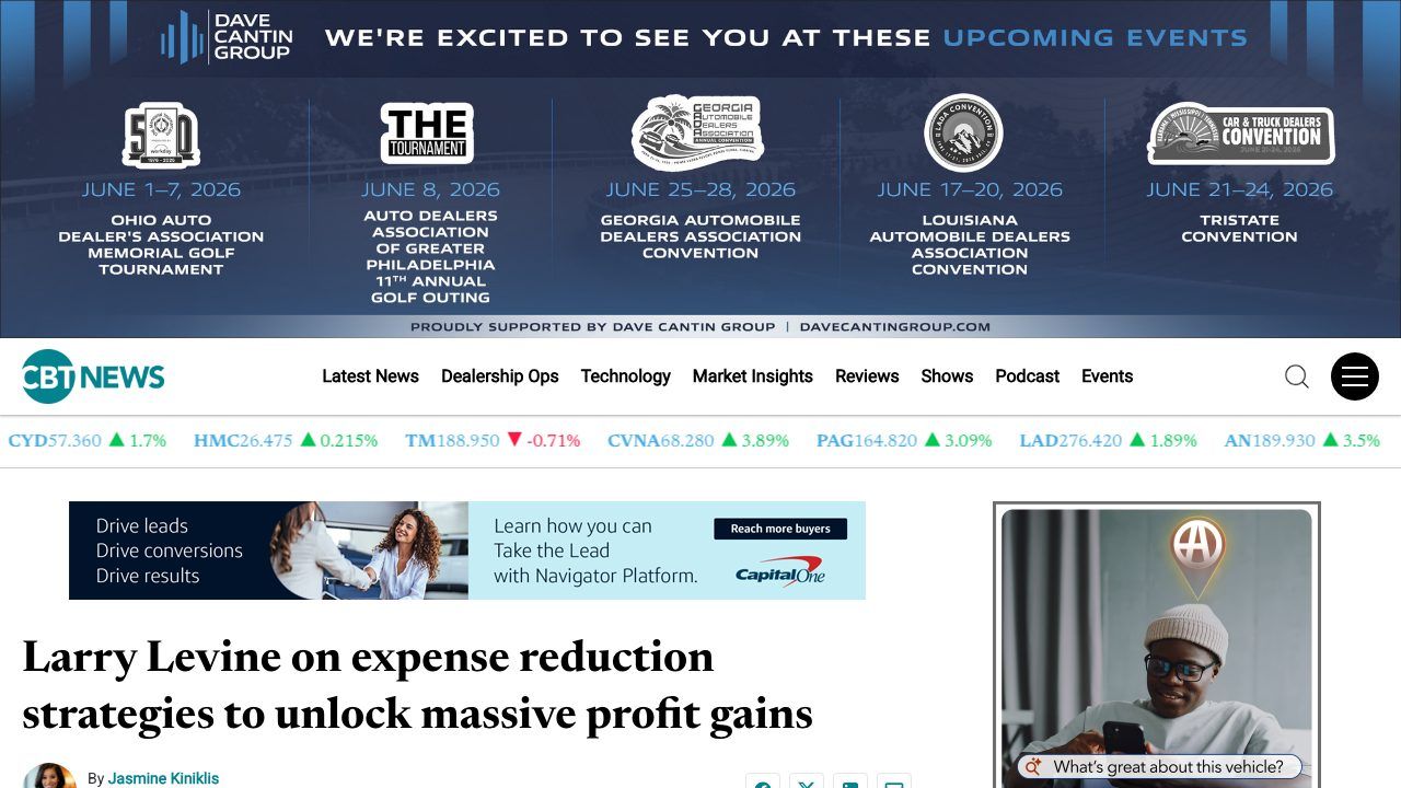 CBT News: Expense Reduction Strategies Boost Dealership Profits preview